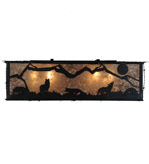 Meyda Tiffany Northwoods Wolf On The Loose 136276 Ceiling Light - Black/Silver Mica