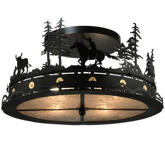 Meyda Tiffany Cowboy & Steer 136277 Ceiling Light - Black/Silver Mica