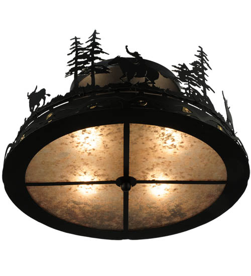 Meyda Tiffany Cowboy & Steer 136277 Ceiling Light - Black/Silver Mica