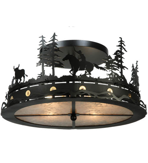 Meyda Tiffany Cowboy & Steer 136277 Ceiling Light - Black/Silver Mica
