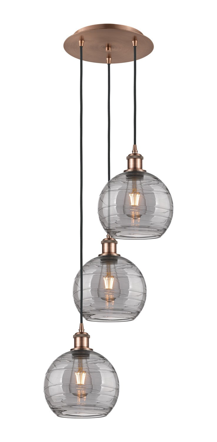 Innovations Ballston 113B-3P-AC-G1213-8SM Pendant Light - Antique Copper