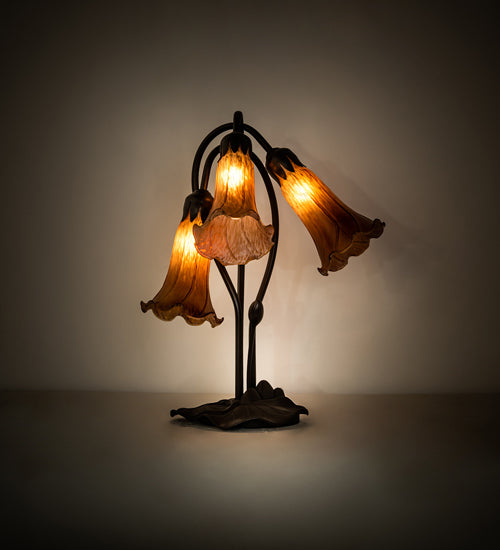 Meyda Tiffany Lighting 136435 Amber Three Light Table Lamp Lamp Bronze / Dark