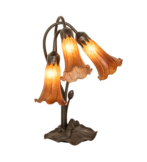 Meyda Tiffany Lighting 136435 Amber Three Light Table Lamp Lamp Bronze / Dark