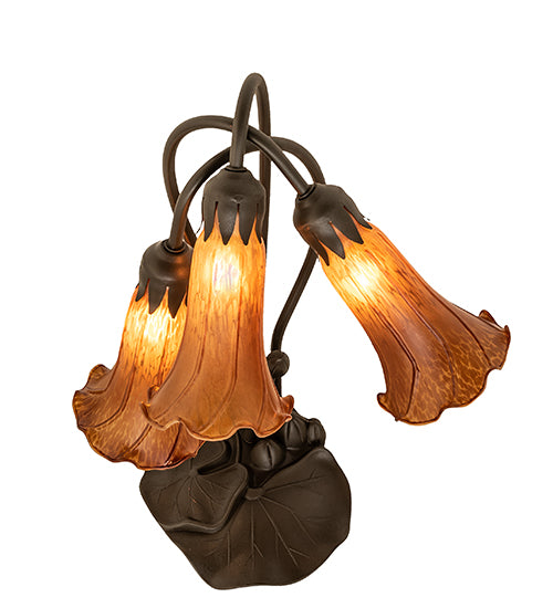 Meyda Tiffany Lighting 136435 Amber Three Light Table Lamp Lamp Bronze / Dark