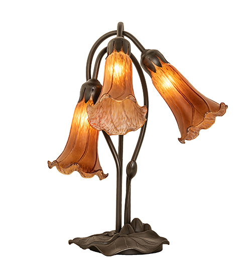 Meyda Tiffany Lighting 136435 Amber Three Light Table Lamp Lamp Bronze / Dark