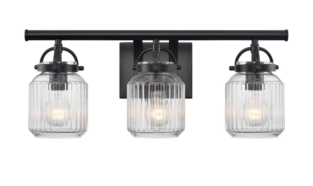 Innovations Downtown Urban 416-3W-BK-G416-6CL Bath Vanity Light 22 in. wide - Matte Black