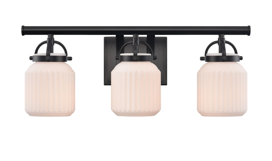 Innovations Downtown Urban 416-3W-BK-G416-6WH Bath Vanity Light 22 in. wide - Matte Black