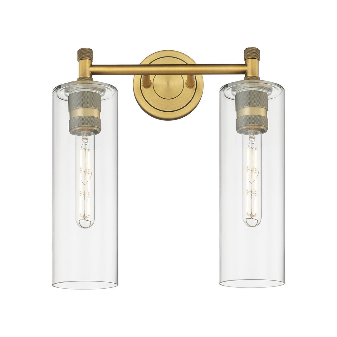 Innovations Downtown Urban 434-2W-BB-G434-12CL Bath Vanity Light 14 in. wide - Brushed Brass