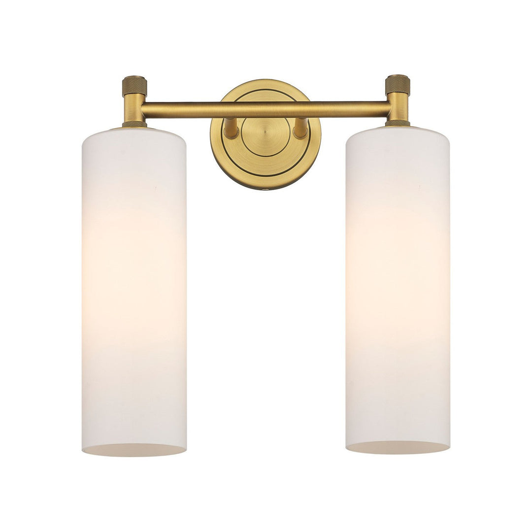 Innovations Downtown Urban 434-2W-BB-G434-12WH Bath Vanity Light 14 in. wide - Brushed Brass