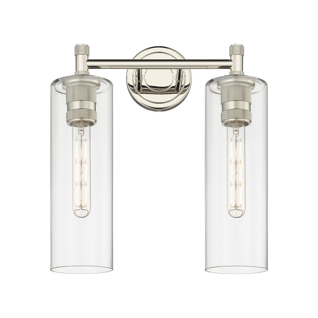 Innovations Downtown Urban 434-2W-PN-G434-12CL Bath Vanity Light 14 in. wide - Polished Nickel