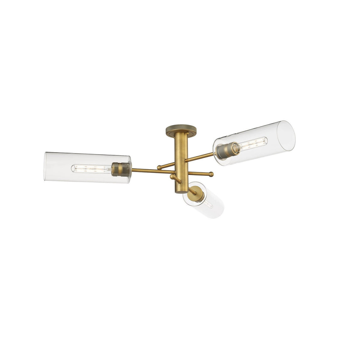 Innovations Downtown Urban 434-3F-BB-G434-12CL Ceiling Light - Brushed Brass