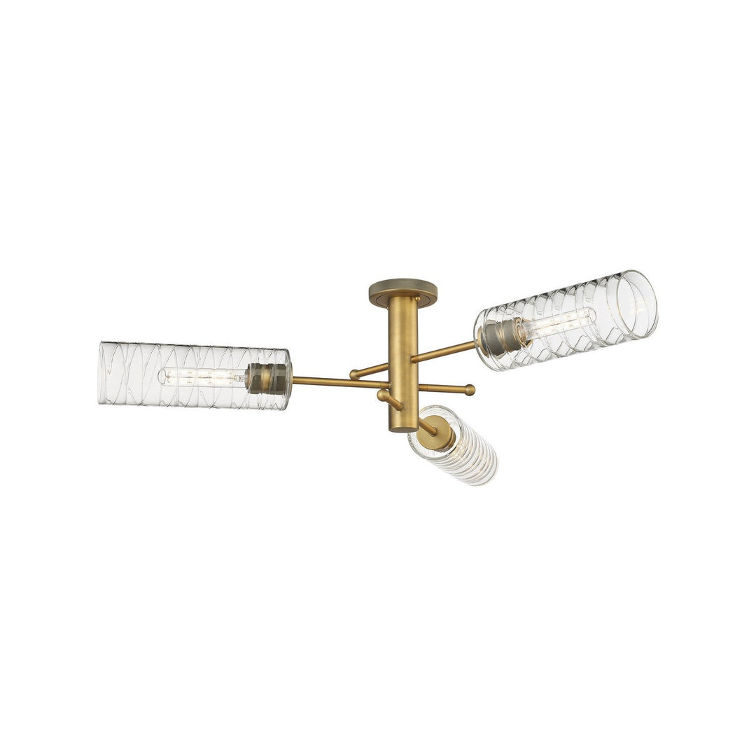 Innovations Downtown Urban 434-3F-BB-G434-12DE Ceiling Light - Brushed Brass