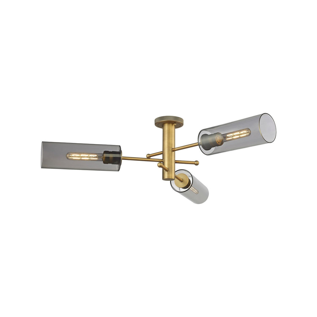 Innovations Downtown Urban 434-3F-BB-G434-12SM Ceiling Light - Brushed Brass