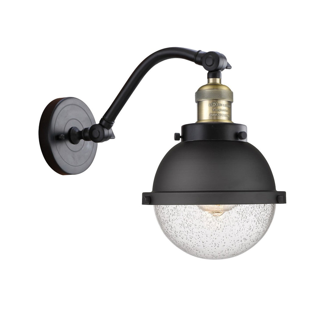 Innovations Franklin Restoration 515-1W-BAB-HFS-64-BK Wall Sconce Light - Black Antique Brass