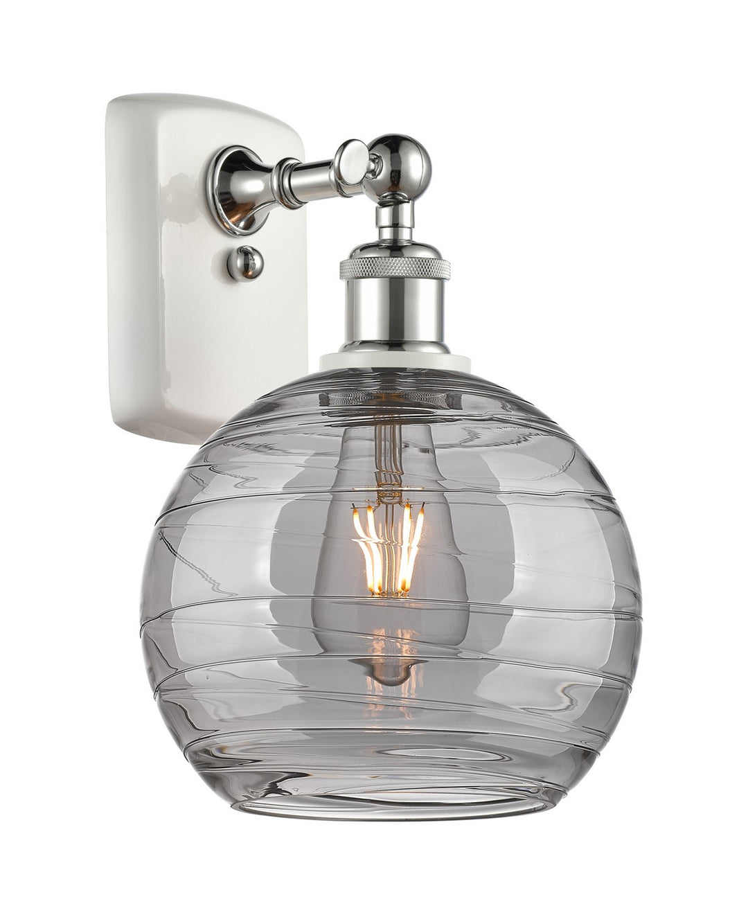 Innovations Ballston 516-1W-WPC-G1213-8SM Wall Sconce Light - White and Polished Chrome