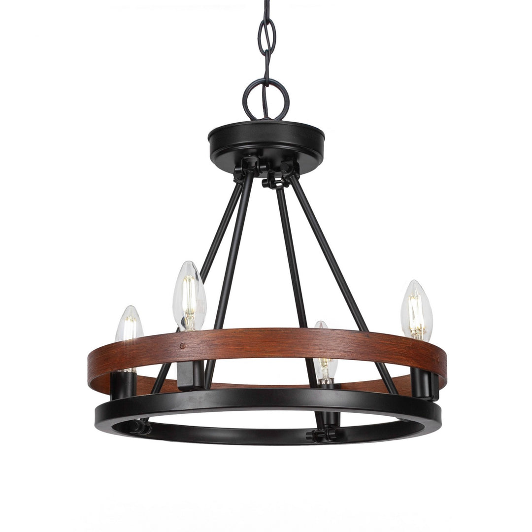Toltec Belmont 2704-mbwg Chandelier Light - Matte Black & Wood Grain
