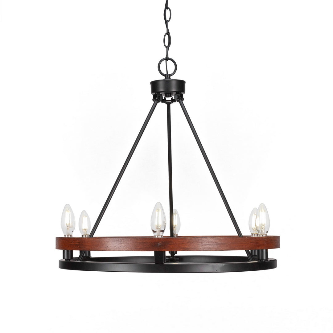 Toltec Belmont 2706-mbwg Chandelier Light - Matte Black & Wood Grain