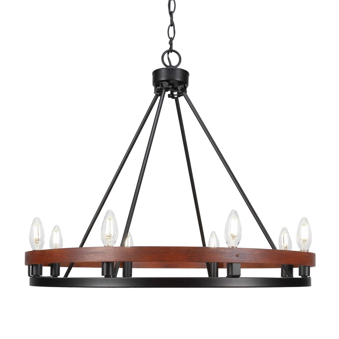 Toltec Belmont 2708-mbwg Chandelier Light - Matte Black & Wood Grain