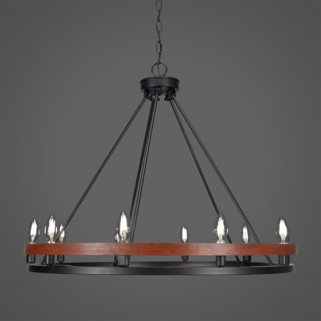 Toltec Belmont 2710-mbwg Chandelier Light - Matte Black & Wood Grain