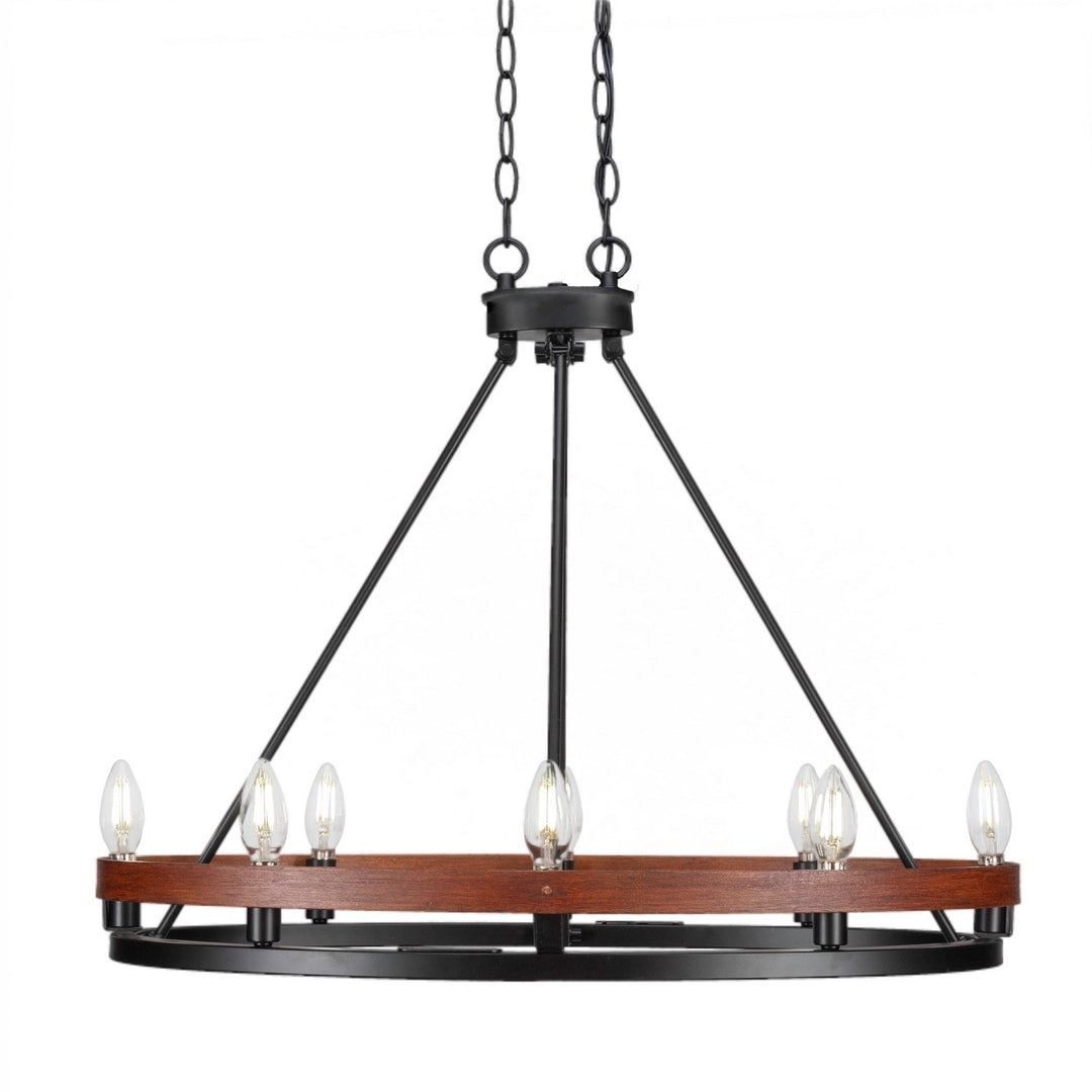 Toltec Belmont 2728-mbwg Chandelier Light - Matte Black & Wood Grain