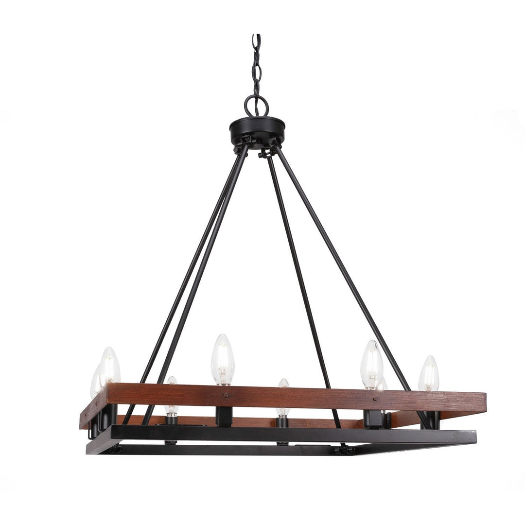 Toltec Belmont 2738-mbwg Chandelier Light - Matte Black & Wood Grain