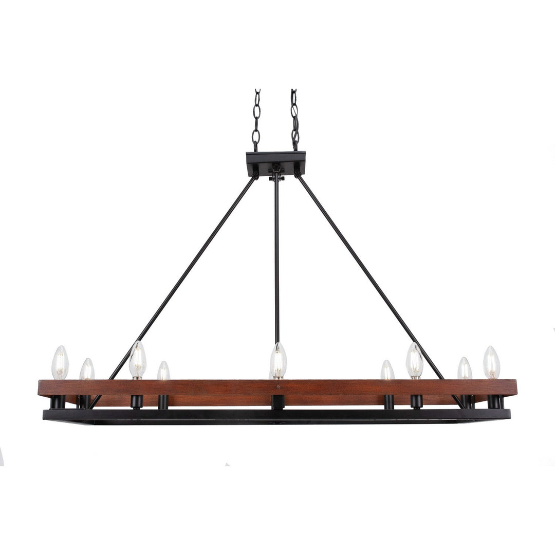 Toltec Belmont 2740-mbwg Pendant Light - Matte Black & Wood Grain