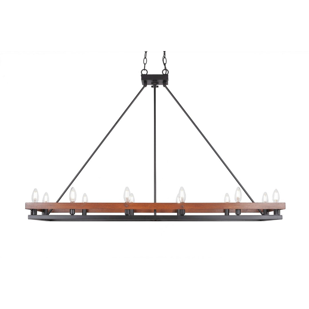 Toltec Lighting 2742-MBWG  Belmont Pendant Light Matte Black & Painted Wood-Look