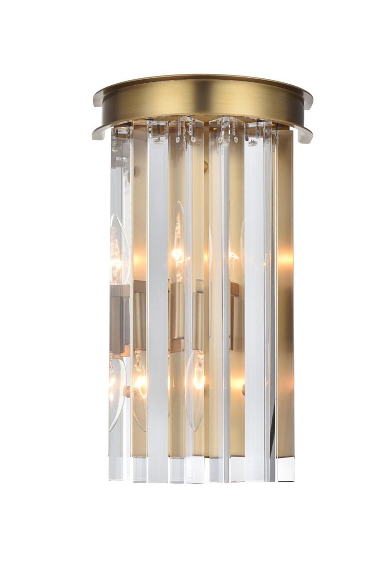 Elegant Sydney 1208W8SG/RC Wall Sconce Light - Satin Gold