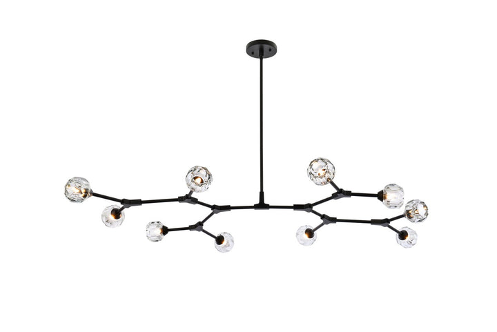 Elegant Zayne 3508D56BK Pendant Light - Black And Clear