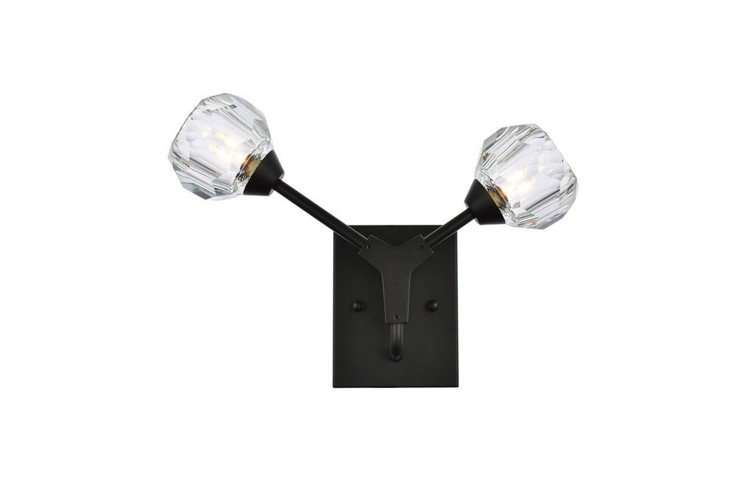 Elegant Zayne 3508W15BK Wall Sconce Light - Black And Clear