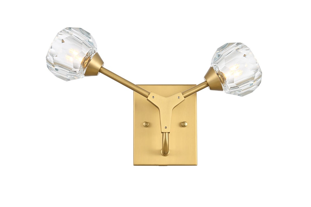 Elegant Zayne 3508W15G Wall Sconce Light - Gold And Clear