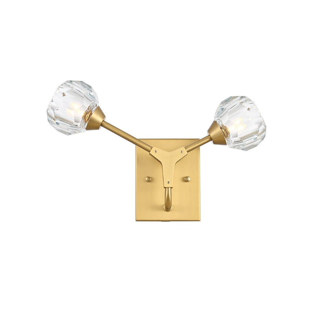 Elegant Zayne 3508W15G Wall Sconce Light - Gold And Clear