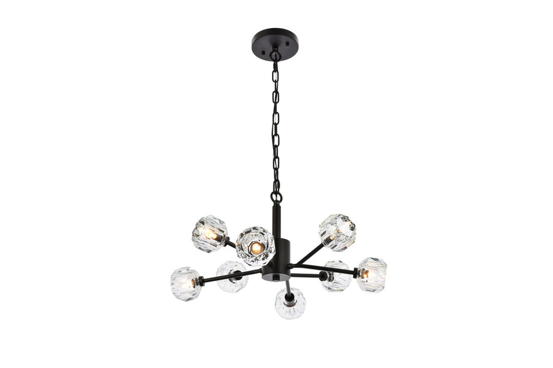 Elegant Graham 3509D24BK Pendant Light - Black And Clear