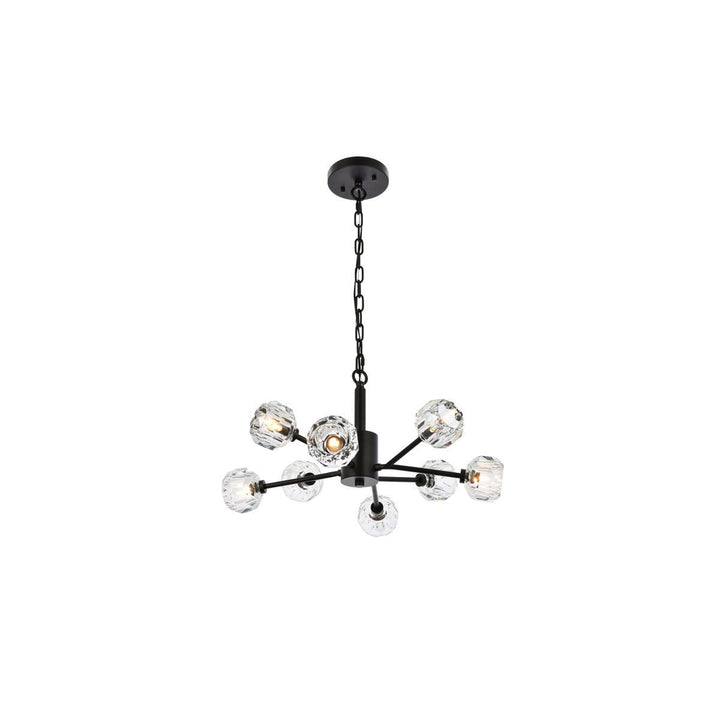 Elegant Graham 3509D24BK Pendant Light - Black And Clear