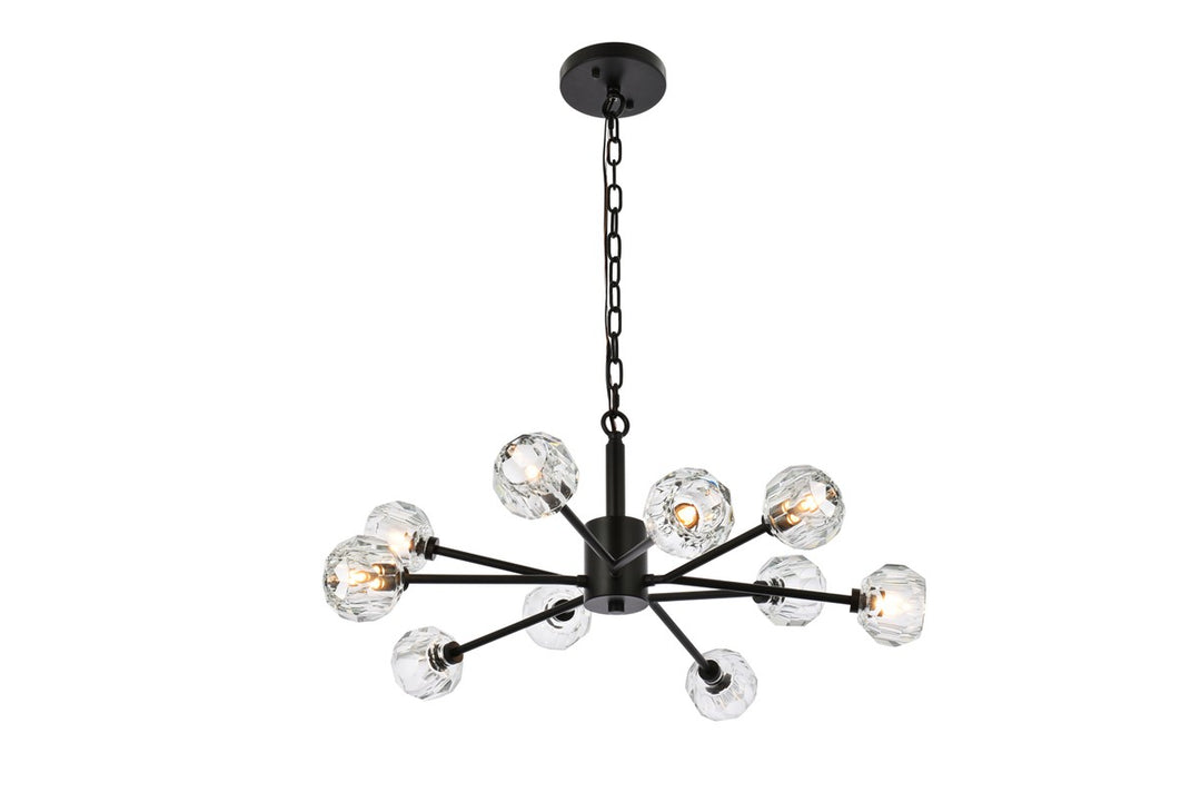 Elegant Graham 3509D29BK Pendant Light - Black And Clear