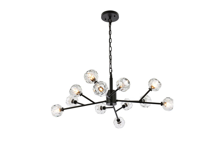 Elegant Graham 3509D35BK Pendant Light - Black And Clear