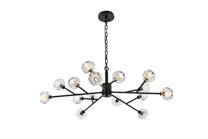 Elegant Graham 3509D42BK Pendant Light - Black And Clear