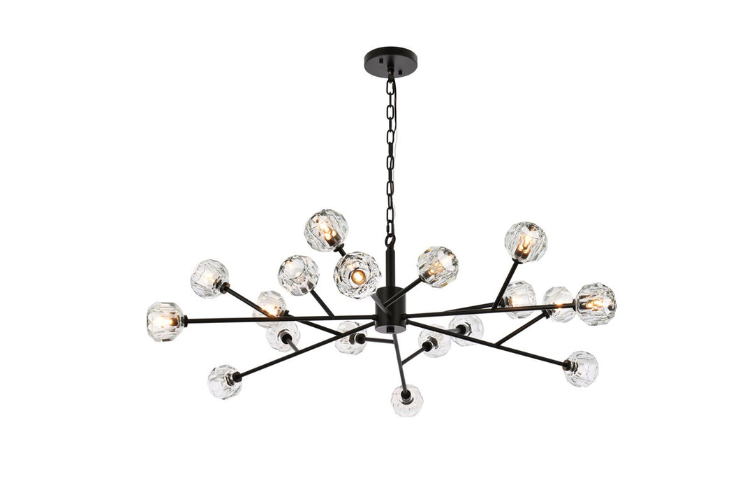 Elegant Graham 3509D48BK Pendant Light - Black And Clear