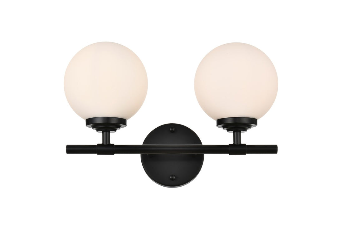 Elegant Ansley LD7301W15BLK Bath Vanity Light 15 in. wide - Black And Frosted White