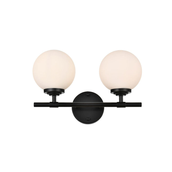 Elegant Ansley LD7301W15BLK Bath Vanity Light 15 in. wide - Black And Frosted White