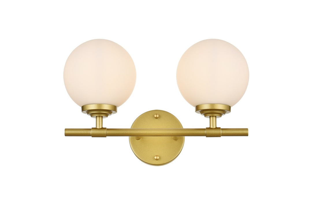 Elegant Ansley LD7301W15BRA Bath Vanity Light 15 in. wide - Brass And Frosted White