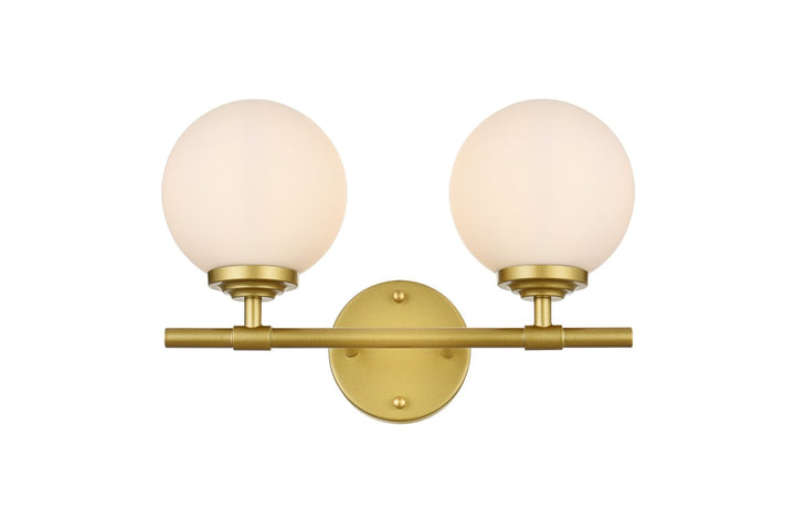 Elegant Ansley LD7301W15BRA Bath Vanity Light 15 in. wide - Brass And Frosted White