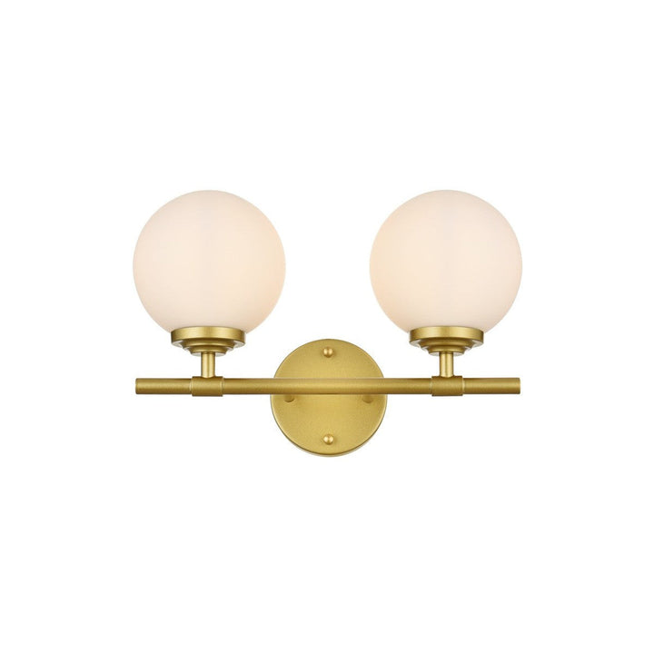 Elegant Ansley LD7301W15BRA Bath Vanity Light 15 in. wide - Brass And Frosted White