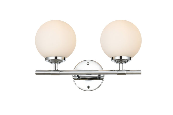 Elegant Ansley LD7301W15CH Bath Vanity Light 15 in. wide - Chrome And Frosted White