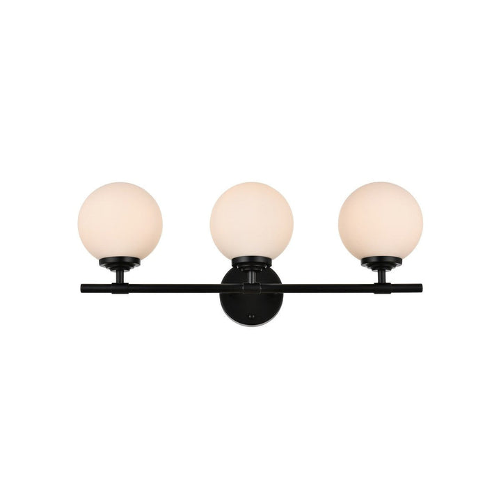 Elegant Ansley LD7301W24BLK Bath Vanity Light 24 in. wide - Black And Frosted White