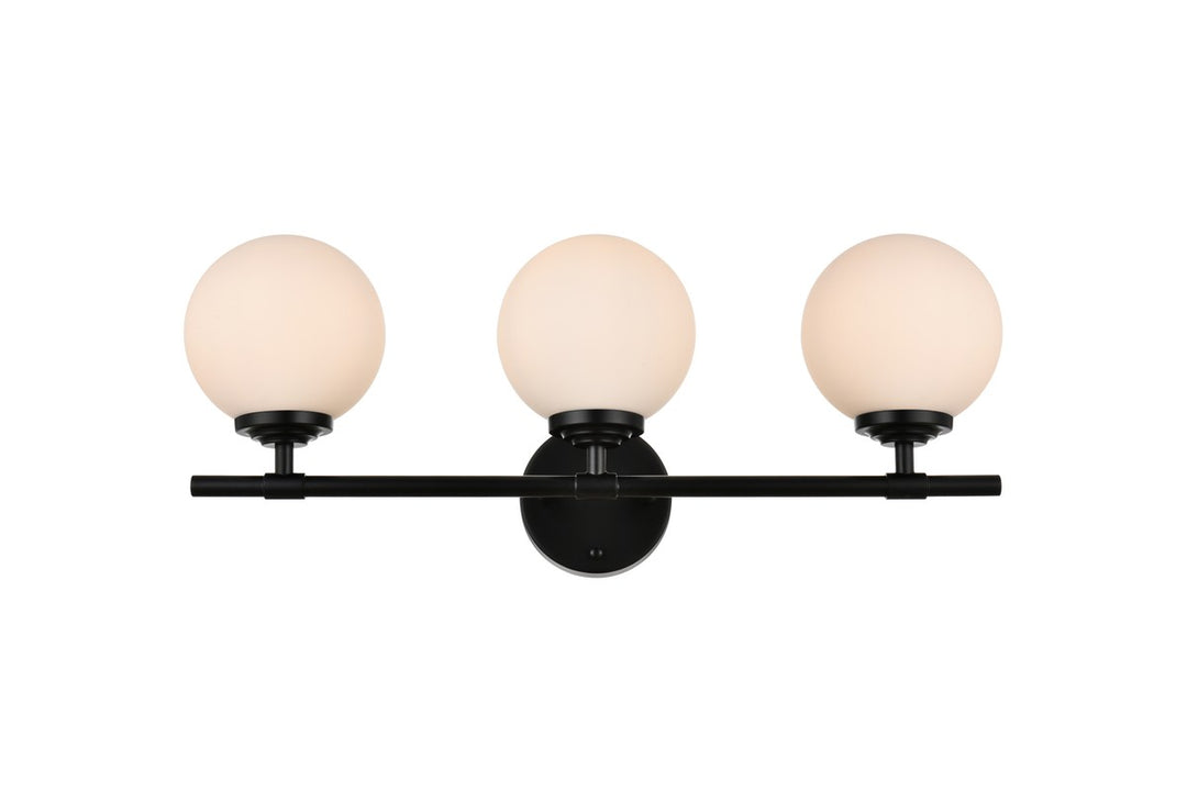 Elegant Ansley LD7301W24BLK Bath Vanity Light 24 in. wide - Black And Frosted White