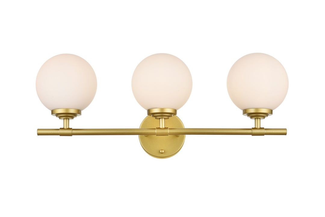 Elegant Ansley LD7301W24BRA Bath Vanity Light 24 in. wide - Brass And Frosted White