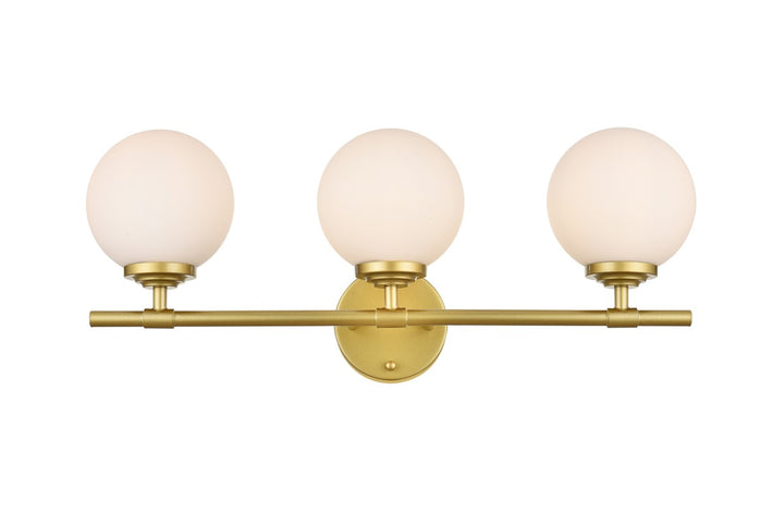 Elegant Ansley LD7301W24BRA Bath Vanity Light 24 in. wide - Brass And Frosted White