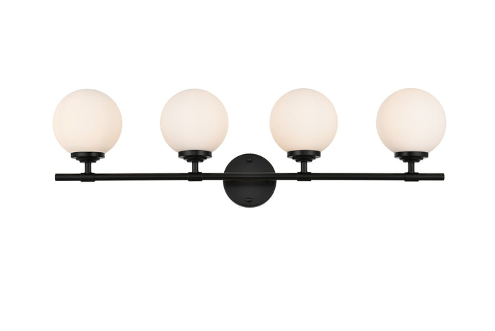 Elegant Ansley LD7301W33BLK Bath Vanity Light 33 in. wide - Black And Frosted White