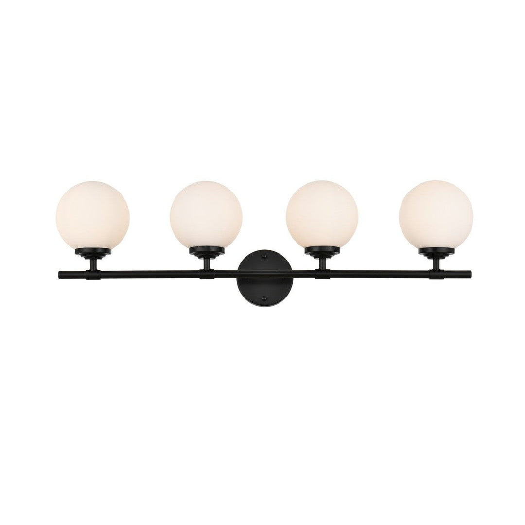 Elegant Ansley LD7301W33BLK Bath Vanity Light 33 in. wide - Black And Frosted White